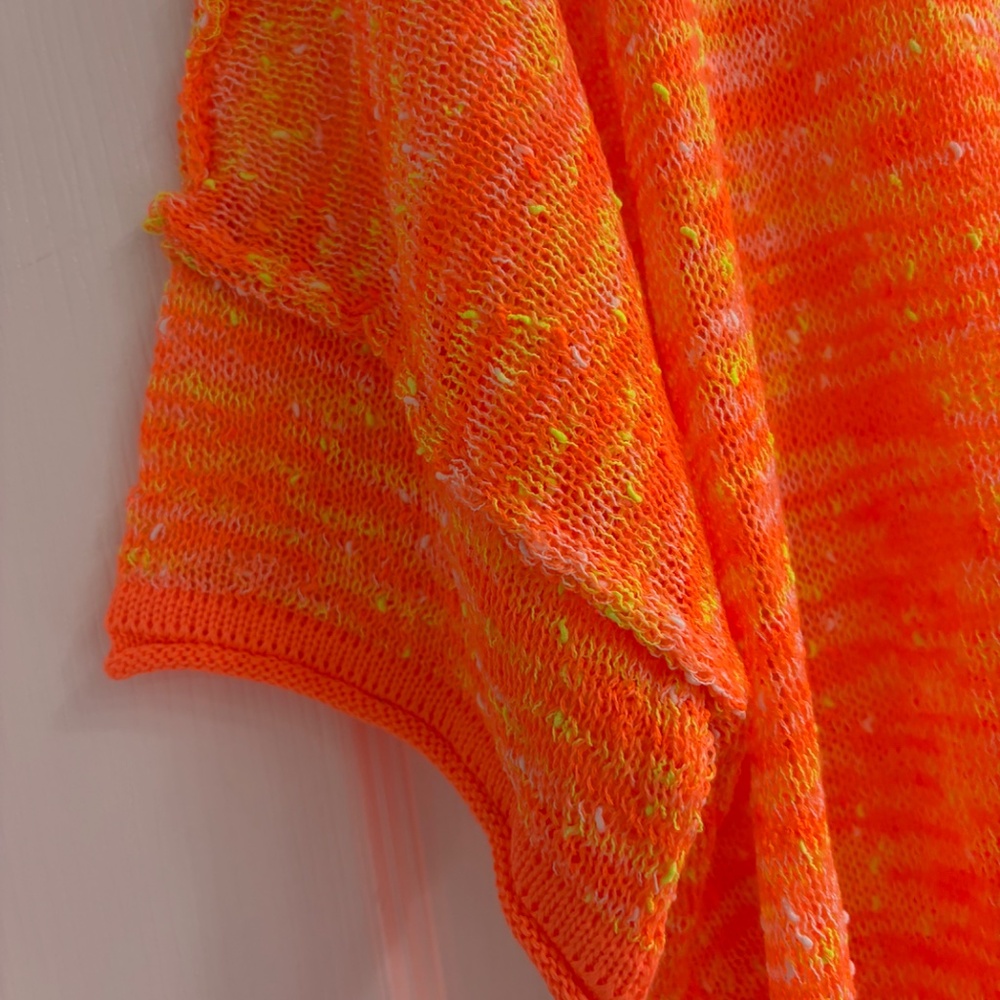 New Easel Multicolor Knit Top Pullover Lightweight Neon Orange & Yellow Small - Picture 4 of 7